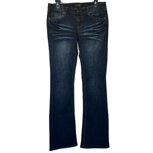 Earl Jean Bootcut Denim Jeans Juniors 9 Long, Dark Wash Flare Classic Mid Rise